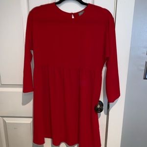 Red 3/4 sleeve babydoll dress